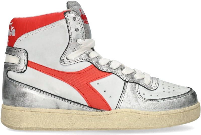 Diadora Heritage Mi Basket Metal White Red Silver Sneakers