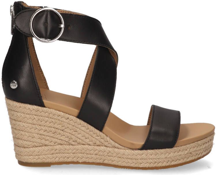 Ugg Hylda Sandales voor Dames in Black Leather,| Leder