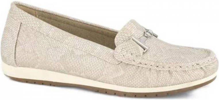 Easy Street mocassins met slangenprint beige