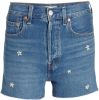 Levi's Ribcage gebloemde high waist straight fit jeans short blauw online kopen