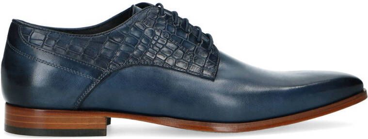 Manfield Black Label leren veterschoenen blauw