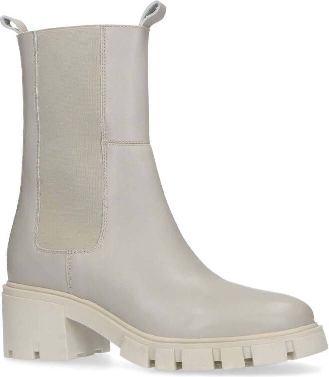 Manfield hoge leren chelsea boots off white