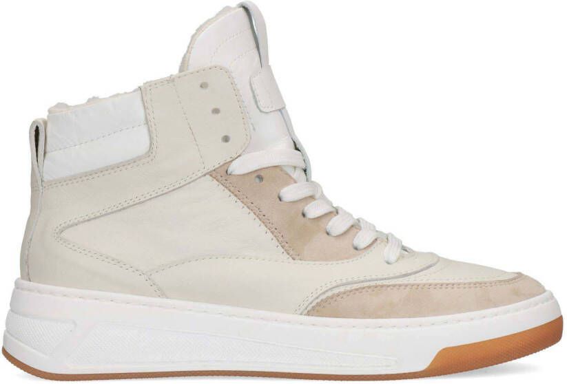 Manfield hoge leren sneakers beige/ecru