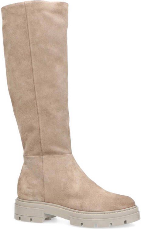 Manfield hoge suède laarzen beige