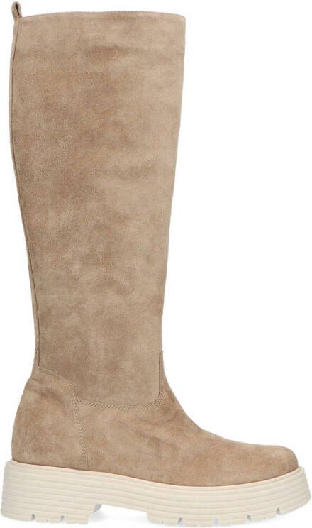 Manfield hoge suède laarzen beige