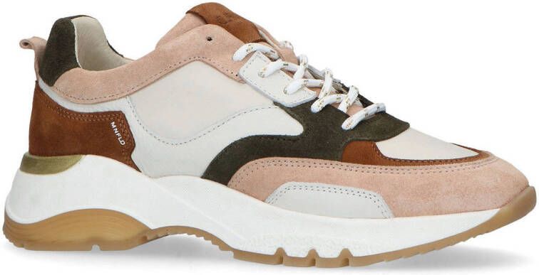 Manfield leren chunky sneakers roze/multi