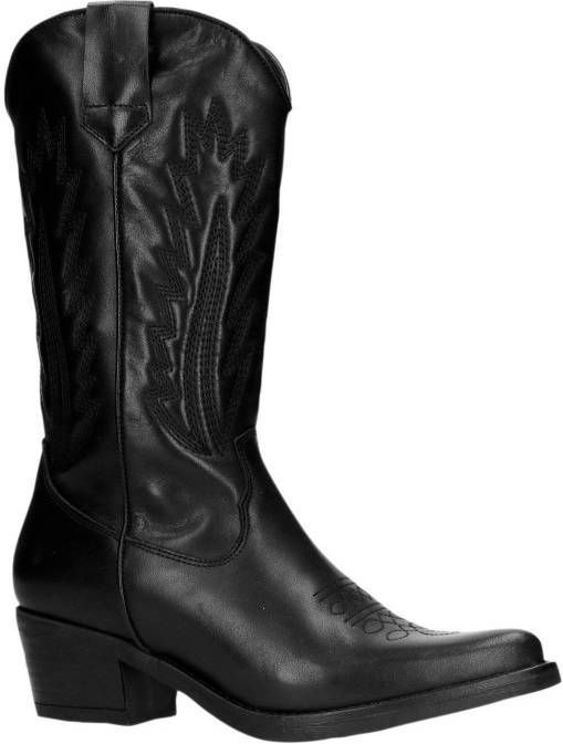 Manfield leren cowboylaarzen zwart