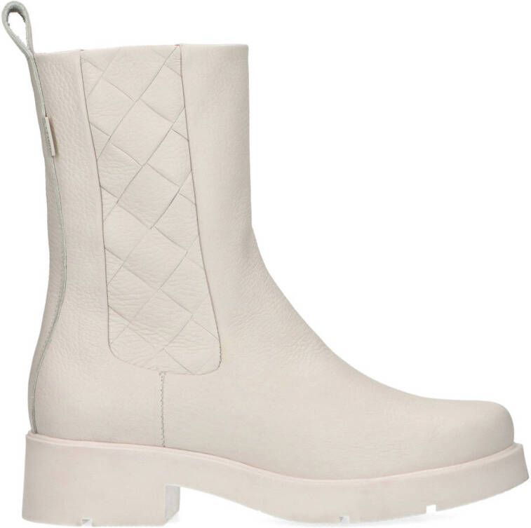 Manfield leren enkellaarzen off white