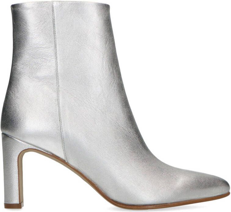 Manfield leren enkellaarzen zilver