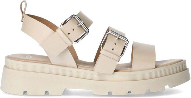Manfield leren sandalen beige