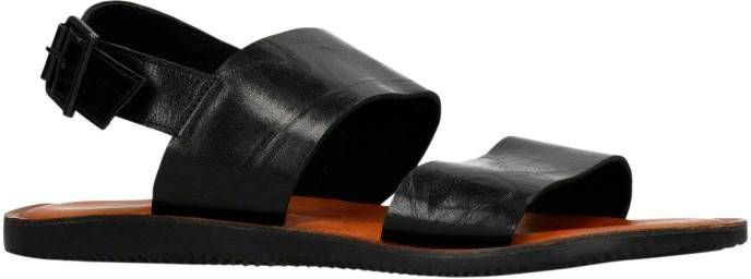 Manfield leren sandalen zwart