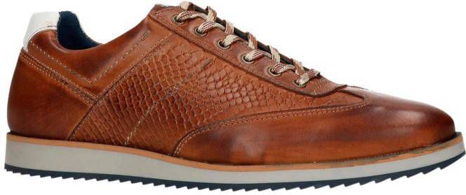 Manfield leren sneakers cognac
