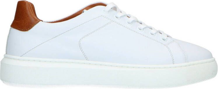 Manfield leren sneakers wit/cognac