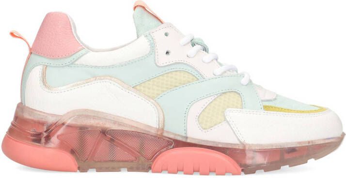 Manfield leren sneakers wit/roze