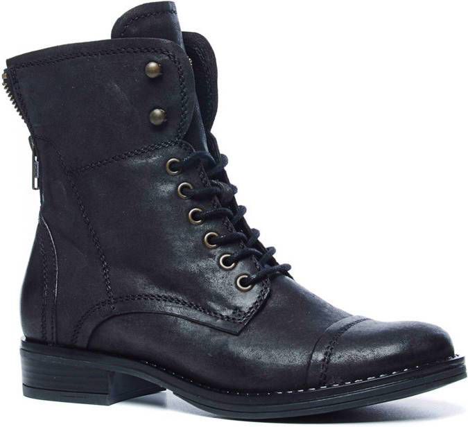 Manfield leren veterboots zwart