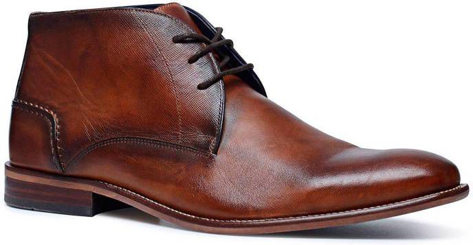 Manfield leren veterschoenen cognac