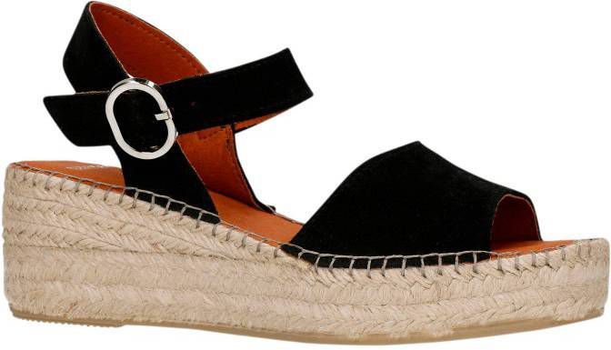 Manfield suède sandalen zwart