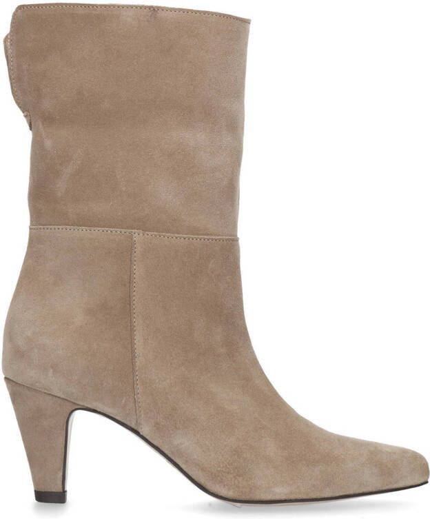 Manfield suède enkellaarzen beige