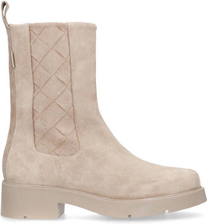 Manfield suède enkellaarzen beige