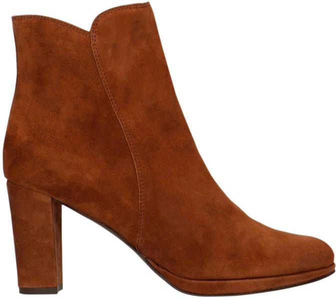 Manfield suède enkellaarzen cognac