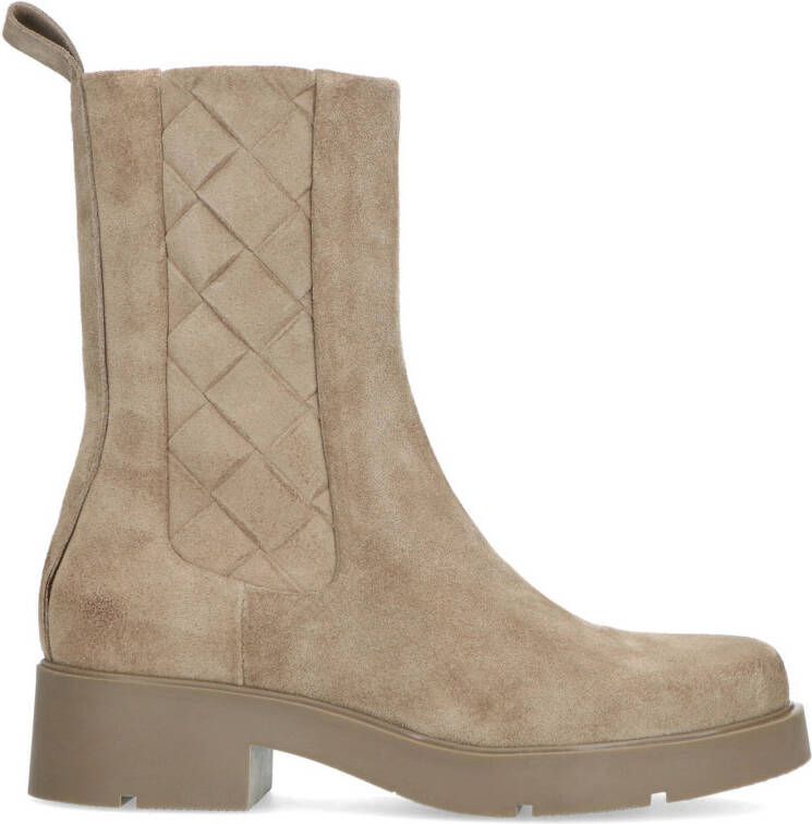 Manfield suède enkellaarzen taupe