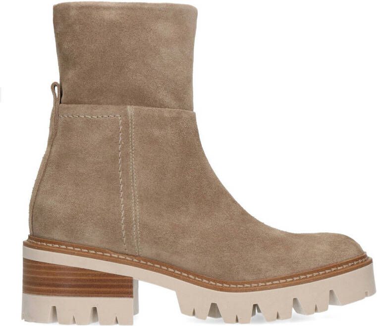 Manfield suède enkellaarzen taupe