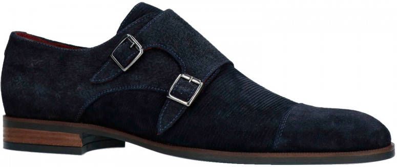 Manfield suède gespschoenen donkerblauw