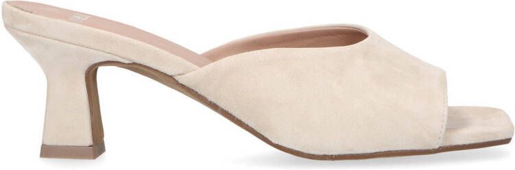 Manfield suède muiltjes lichtbeige