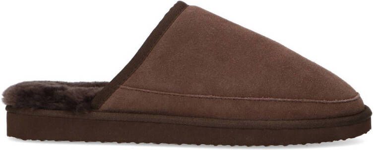 Manfield suède pantoffels bruin