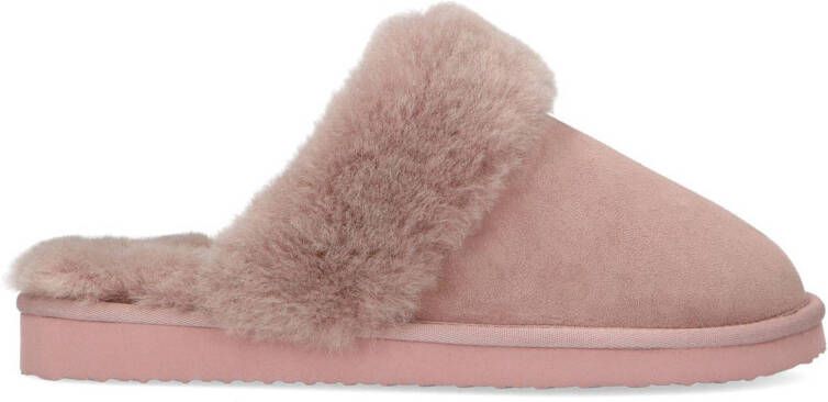 Manfield suède pantoffels roze