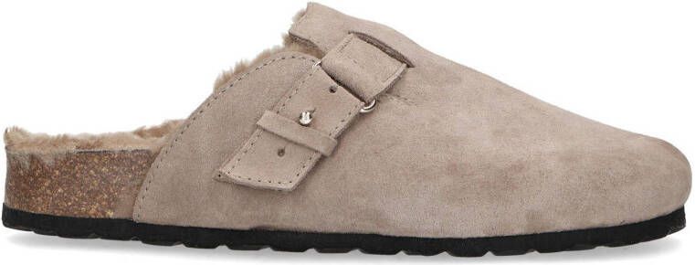 Manfield suède pantoffels taupe