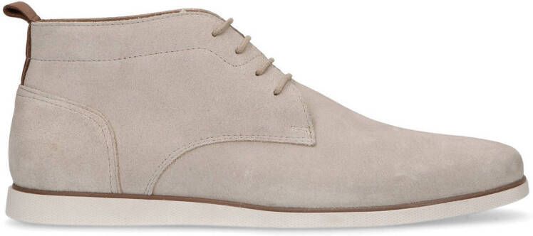 Manfield suède veterschoenen beige