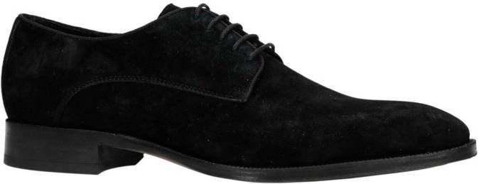 Manfield suède veterschoenen zwart