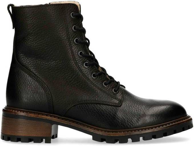 Manfield leren veterboots zwart