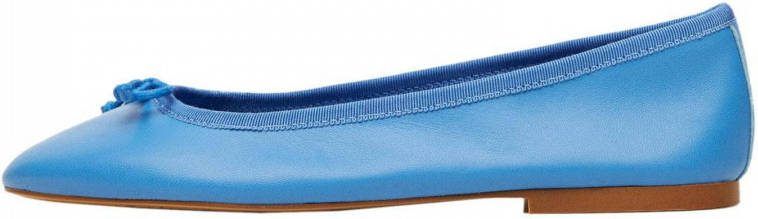 Mango leren ballerina's met strikje blauw