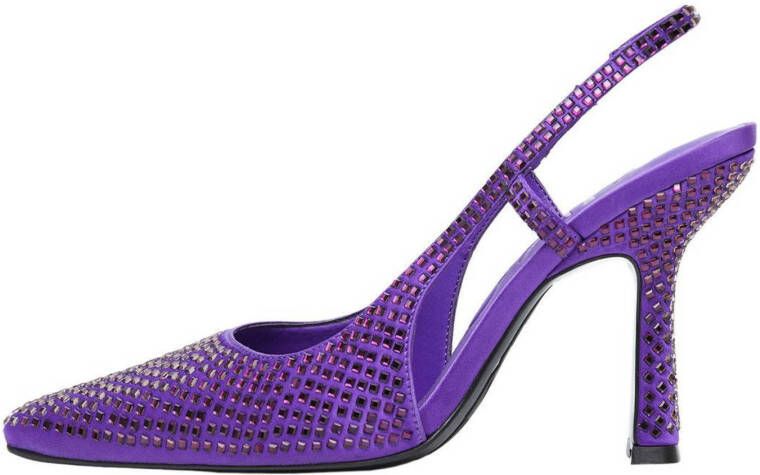 Mango slingback pumps met sierstenen paars