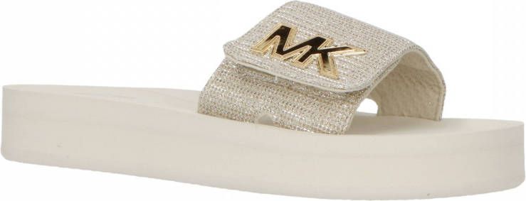 Michael Kors Platform Slide slippers met glitters champagne/goud