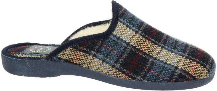 Nelson Home geruite pantoffels blauw/bruin