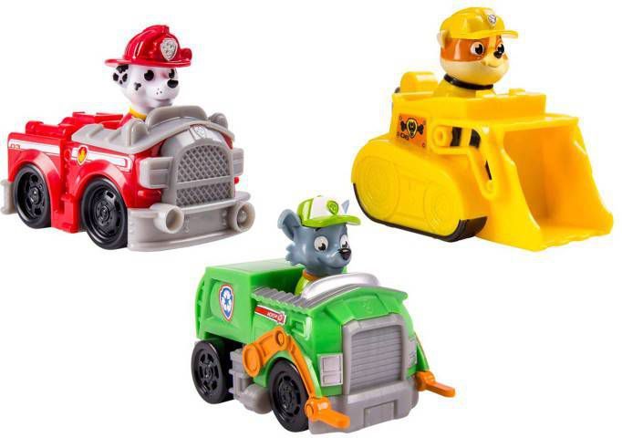 PAW Patrol Rescue Racers set van 3 pup racers Marshall + Paw Patrol Rescue Racers Rubble online kopen | Lobbes