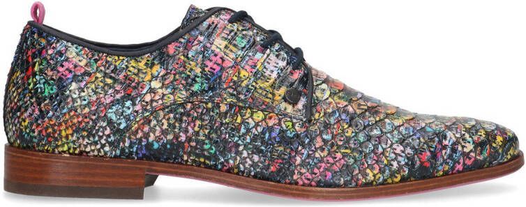 Rehab Greg Croco leren veterschoenen donkerblauw/multi