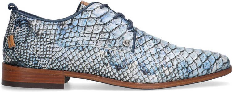 Rehab Greg Snake leren veterschoenen met slangenprint blauw