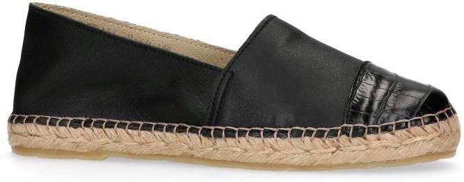 Sacha leren espadrilles crocoprint zwart