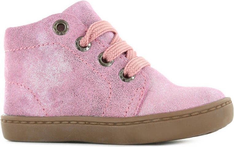 Shoesme Flex FL21W001 A leren veterschoenen roze/metallic