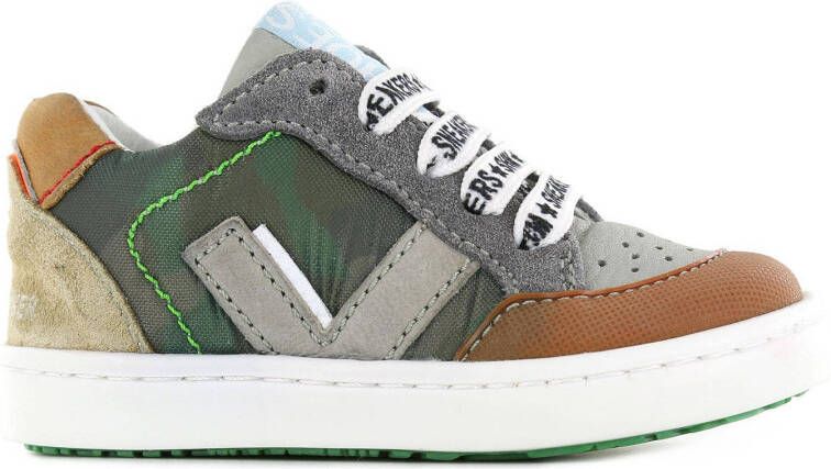 Shoesme UR22S043 D leren sneakers groen/multi