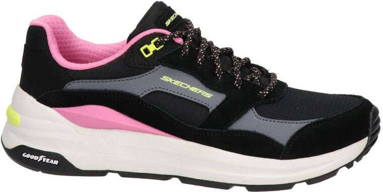 Skechers Global Jogger suède sneakers zwart/roze