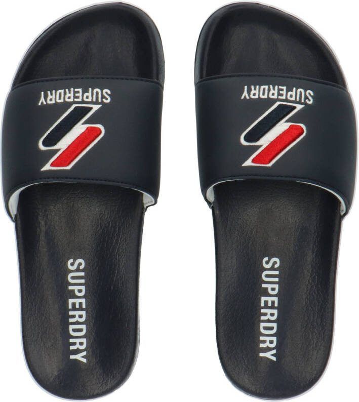 Superdry Sport Core Pool Slide badslippers donkerblauw/rood/wit