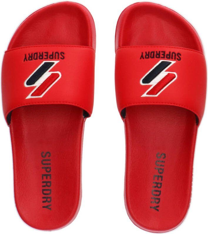 Superdry Sport Core Pool Slide badslippers rood/donkerblauw