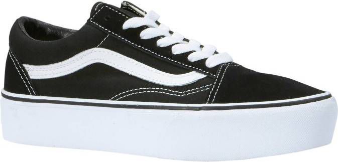 VANS Checkerboard Old Skool Platform sneaker met suède details Vans Women’s Old Skool Platform Canvas and Suede NWT
