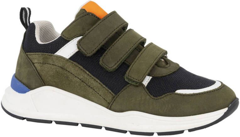 Vty Groene leren sneaker klittenband