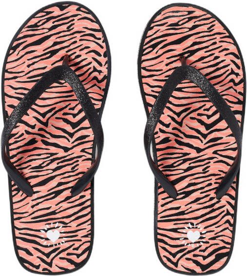 WE Fashion teenslippers met glitters zwart